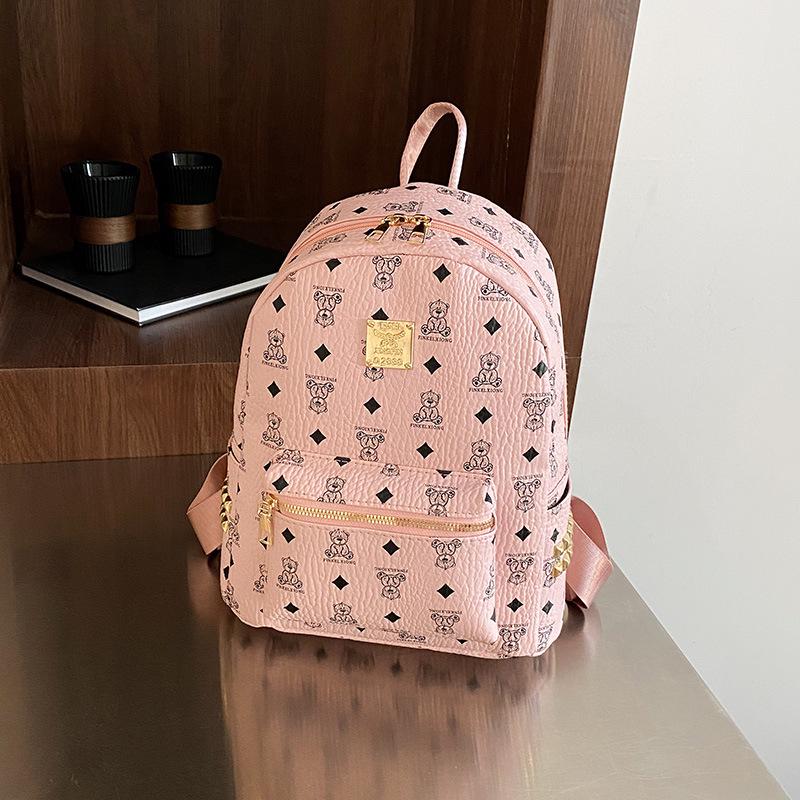 Рюкзак 2025 года с принтом ретро-плюшевого мишки - Женская школьная сумка большой вместимости