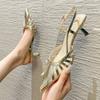 Fashion Elegant Pointed Toe Kitten Heel Women Sandals Fashion Shallow Back Strap Buckle Design Slide Sandals Sexy Summer Dresses Pumps