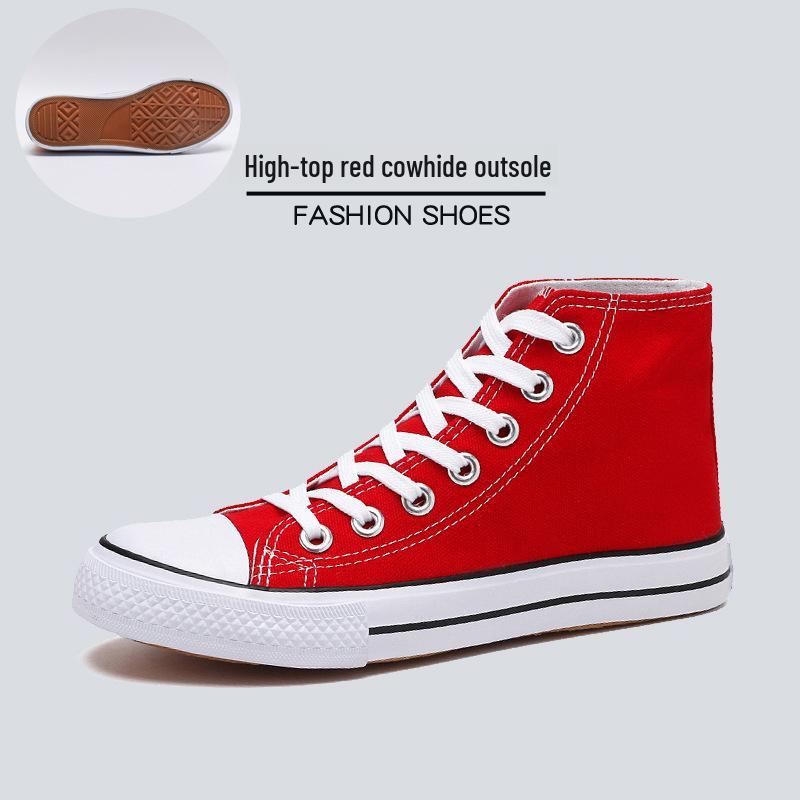 Men's 2023 High-Top Canvas Sneakers: Trendy Korean Style Couple's Casual Shoes