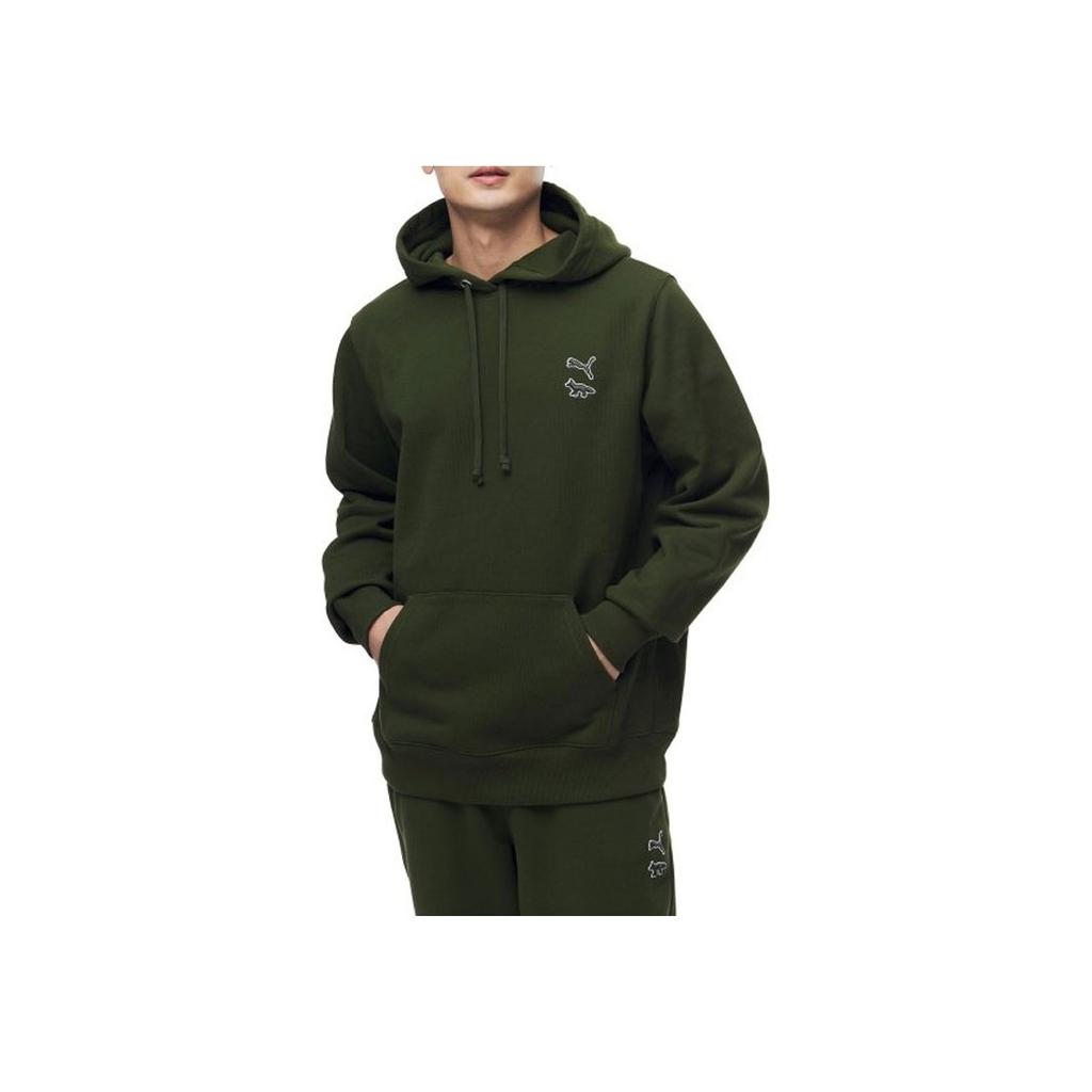 Puma X Maison Kitsune Co-Branded Long Sleeve Hoodie Men Hoodie Green 532325-94