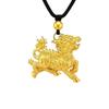 Gold Qilin Pendant, Men's and Women's Couple Style, Simple Fire Qilin Pendant, Ethnic Fashion Versatile Necklace with Black Cord