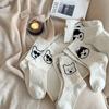 Cute Cartoon Dog Short Socks Dot Yarn Women Mid-calf Socks Soft Cotton Tube Socks  Girl