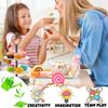 Kids Play Food Set, 3-Tier Dessert Stand Cupcakes Macarons, 44PCS Assorted Colors, Afternoon Tea Role Play Toy