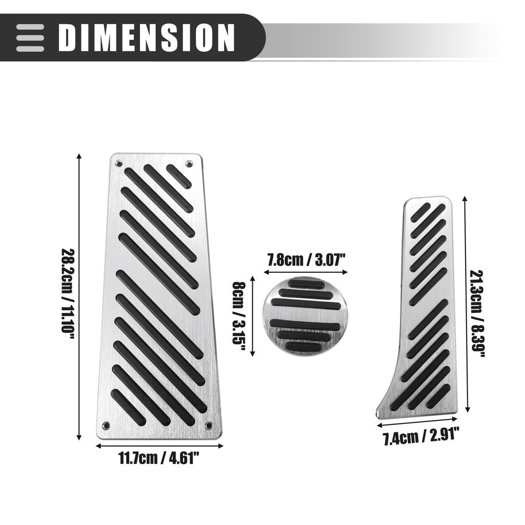 Motoforti Gas Accelerator Brake Footrest Pedal Pad Covers for Mercedes-Benz Smart ForTwo 2009-2014, Metal Black Silver Tone, 1 Set