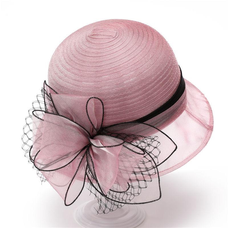 French top hat children British organza flower elegant in the elderly spring and summer hat sunscreen shade basin hat