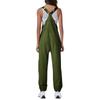 Women's Jumpsuits Summer Fashion Casual Loose Wide Leg Jumpsuits Solid Color Insert Pockets Retro Button Strap Jumpsuits