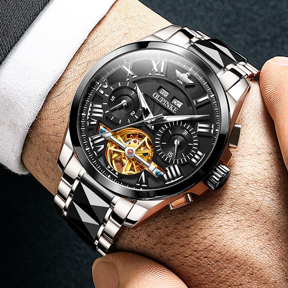 Часы OUPINKE Автоматические механические часы с удобным для чтения циферблатом Водонепроницаемые часы с календарем Автоматические с ручным заводом 40 мм Полый циферблат Мужские - Мужские - -