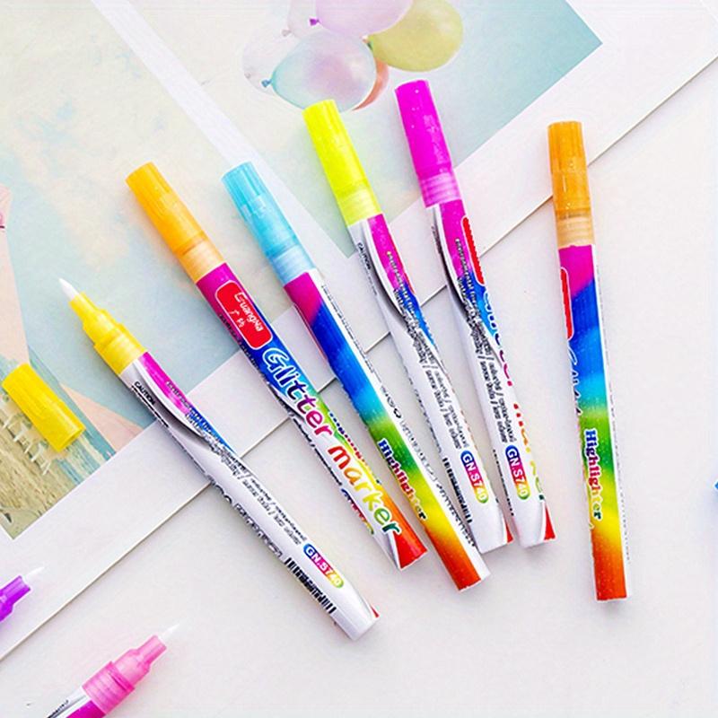 12 цветов маркера для выделения, новый набор мерцающих маркеров Squiggles, для искусства, рисования, создания эскизов, создания открыток, рождественских поздравительных открыток, поделок своими руками