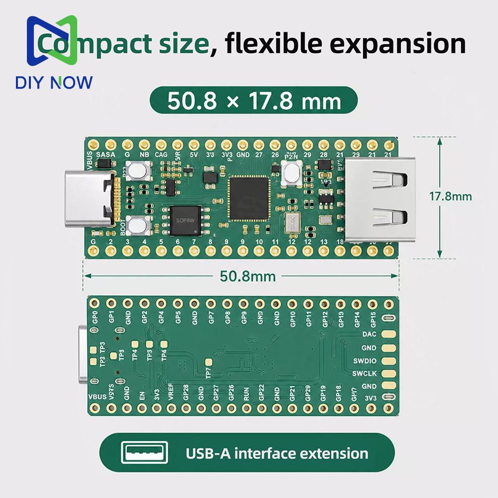 Отладочная плата RP2350A 4 МБ Flash Тип‑C Перетаскивание для прошивки SDK MicroPython C/C++ 26 GPIO Для DIY Электронного Проекта