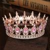 Royal Queen King Tiaras and Crowns for Wedding Party Round Rhinestone Diadem Bridal Cake Crown Hair Jewelry Birthday Gifts