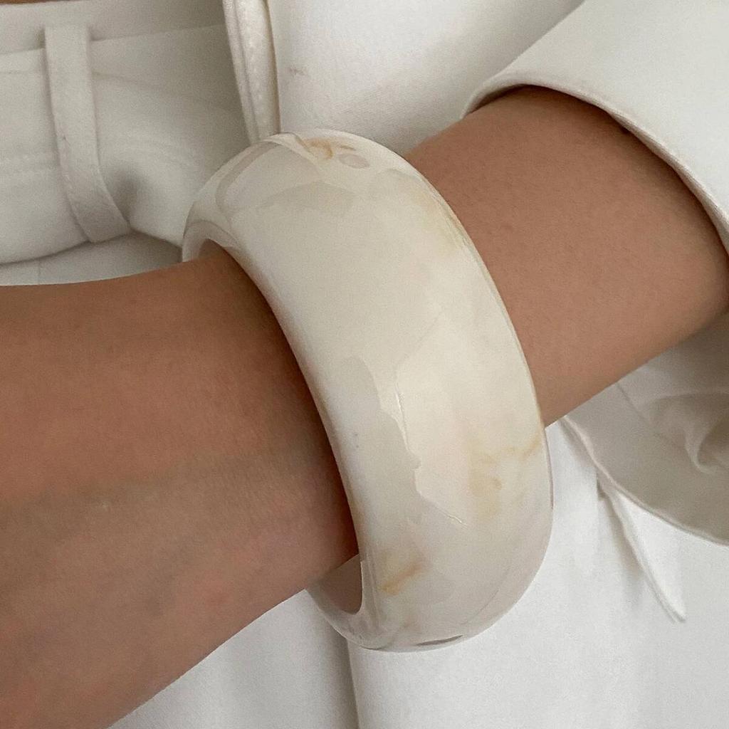 Salircon Vintage Irregular Resin Acrylic Thick Wide Bracelet Bangle Women Hip Hop Punk Exaggerated Heavy Metal Bangles Jewelry
