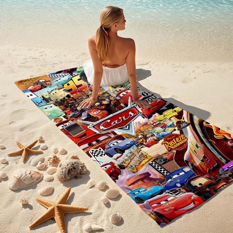 1pc Cars Adventure Road Beach Towel, Highly Absorbent, Soft Comfortable, Yoga, Swimming, Fitness, Camping, Beach Activities. B730034