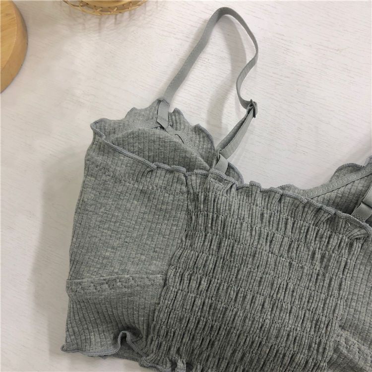 Women Long Bras Ruffles Solid Black White Bras For Female Brassiere Elastic Girls Bras Workout Sports Bra Tank Tops