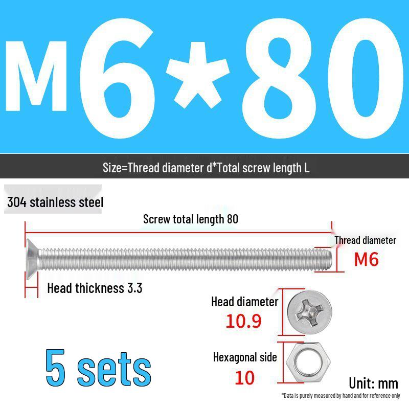 Набор Extra Long Phillips Flat Head Винтов и Гаек из Нержавеющей Стали 304 (2М, 3М, 4М)