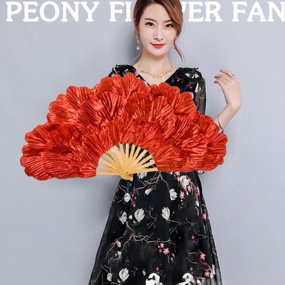 Складной веер для танца живота 38см/45см Веер для выступления Портативные длинные шелковые веера Танцы на площади