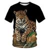 New cheetah pattern 3D wildlife leopard print T-shirt summer short-sleeved crew neck top