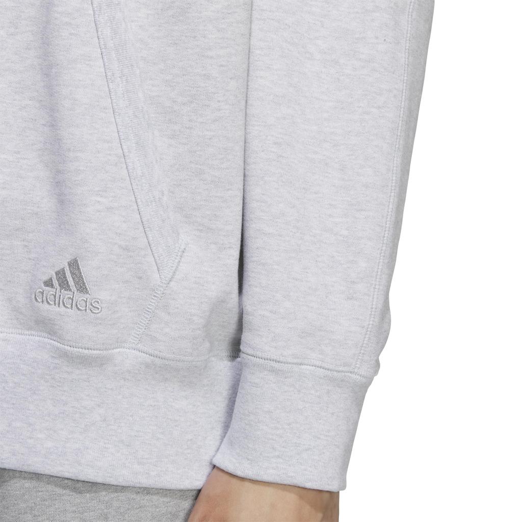 Adidas KWX83 College French Terry Pullover Hoodie In Light Gray Heather Men's Loose-Fit (JG8548)