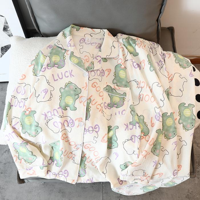 Женский пижамный комплект с рисунком медведя из мультфильма, осенняя пижама для женщин в стиле Харадзюку, повседневная домашняя одежда, одежда для сна