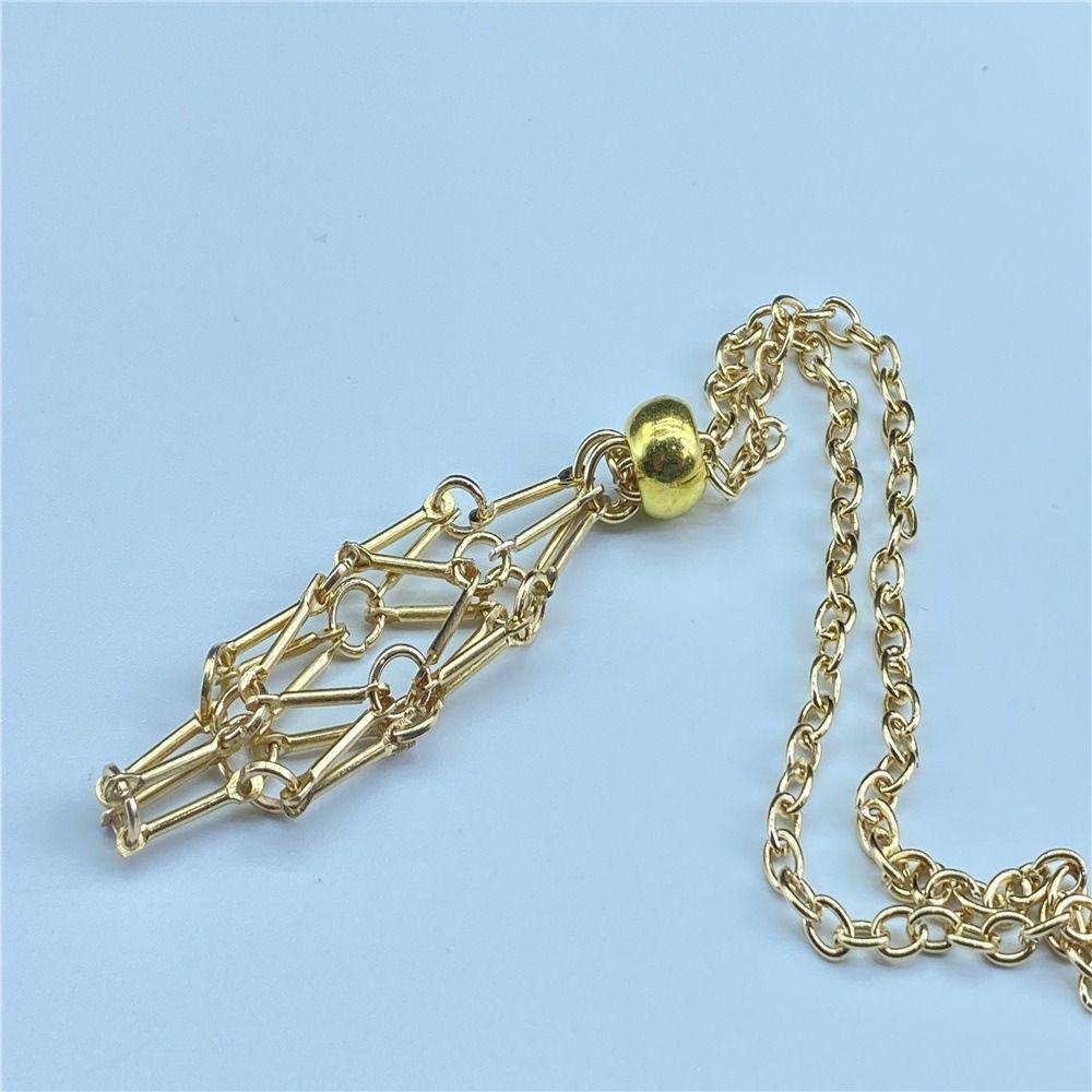 Ожерелье-клетка с кристаллом золотого цвета Серебряное ожерелье с камнем-держателем Повседневная одежда