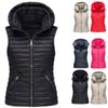 Женская мода однотонная хлопковая жилетка на молнии без рукавов хлопковая куртка