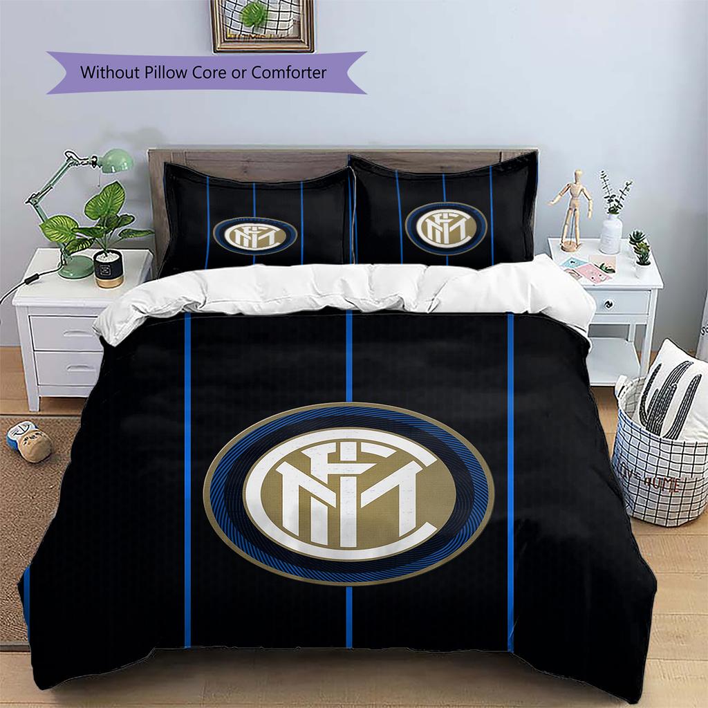 Постельное белье с узором ФК Интер Милан Декор для дома Подарок на день рождения (1 пододеяльник + 2 наволочки, без наполнителя)