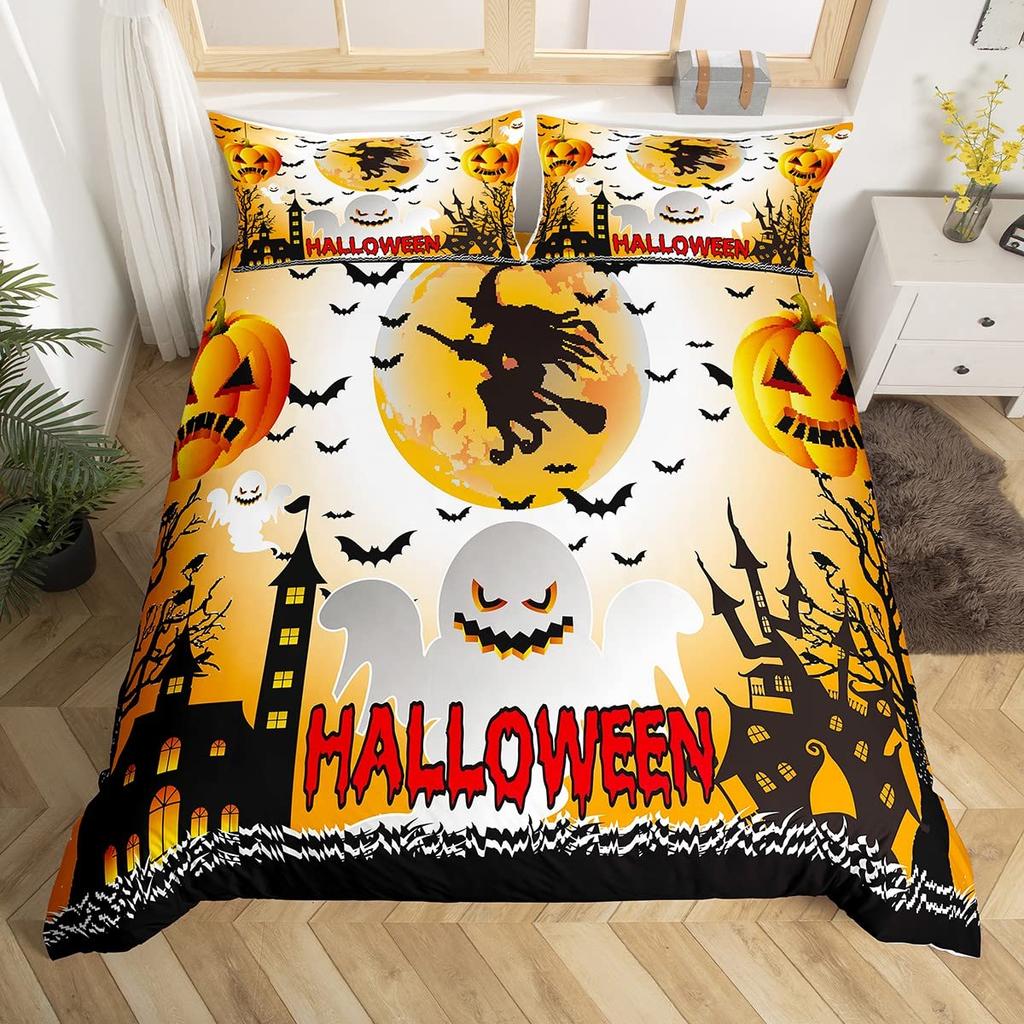 Хэллоуин Готика Черный Кот Король Королева Пододеяльник Блестящий Лунный Комплект постельного белья Ужасный Жуткий Пододеяльник Полиэстеровый Пододеяльник