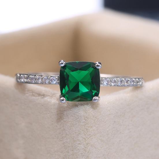 Женское кольцо с гальваническим покрытием, легкий квадратный цирконий, женское кольцо, ювелирный аксессуар