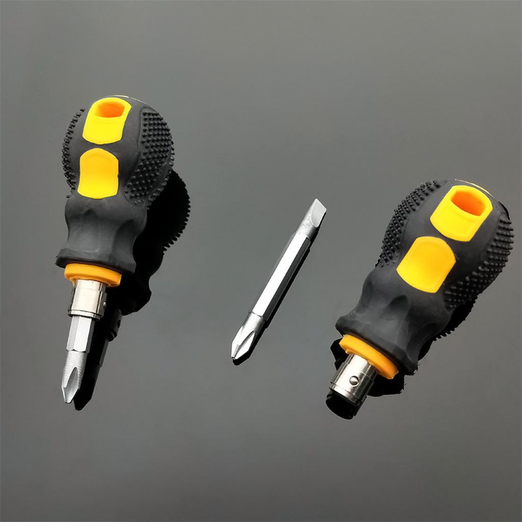 Короткая маленькая карманная магнитная отвертка с плоской головкой для DIY ремонта в труднодоступных местах, профессиональное использование