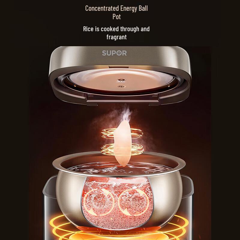SUPOR 4L Smart Electric Rice Cooker with Spherical Non-Stick Pot CN plug (adapter included)
