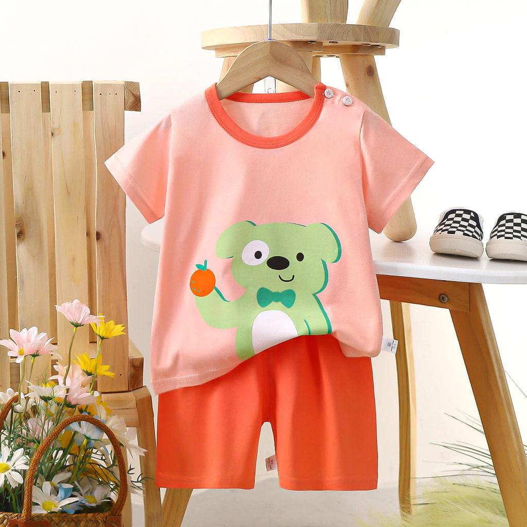 Children's Casual Short-sleeved Summer Cotton T-shirt Set for Boys and Girls