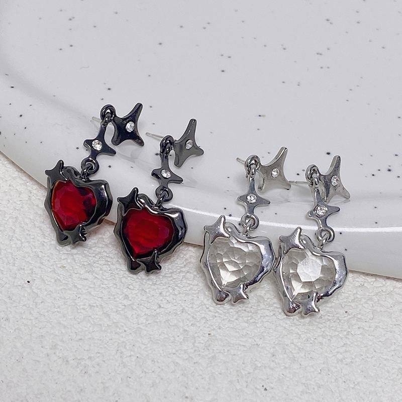Серьги-подвески Y2K Goth Liquid Heart Cross Star, женские серьги-подвески Love Dangle с цирконием, готические серьги-кисточки неправильной формы