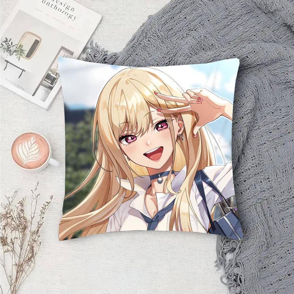 Japan Anime Marin Kitagawa Classic Pillow Case Fashion Square Pillowcase Bedroom Sofa Room Ins Decoration Leisure