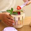 Портативный стакан для салата с вилкой, двухслойная салатница для эффективного дренажа, стакан для йогурта, овсянки, хлопьев, молока, герметичная дорожная миска