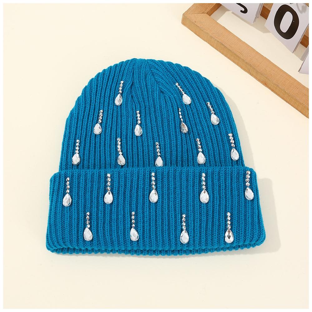 Head Wear Pearl Embellished Knit Beanie Double-Layer Warm Stylish Outdoor Streetwear Beanie Y2K Unisex Cap Hat for Men Women