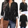 Women's Shirt with Elegant Temperament, Striped Shirt, Women's Long Sleeved Business Commuting Zipper Top