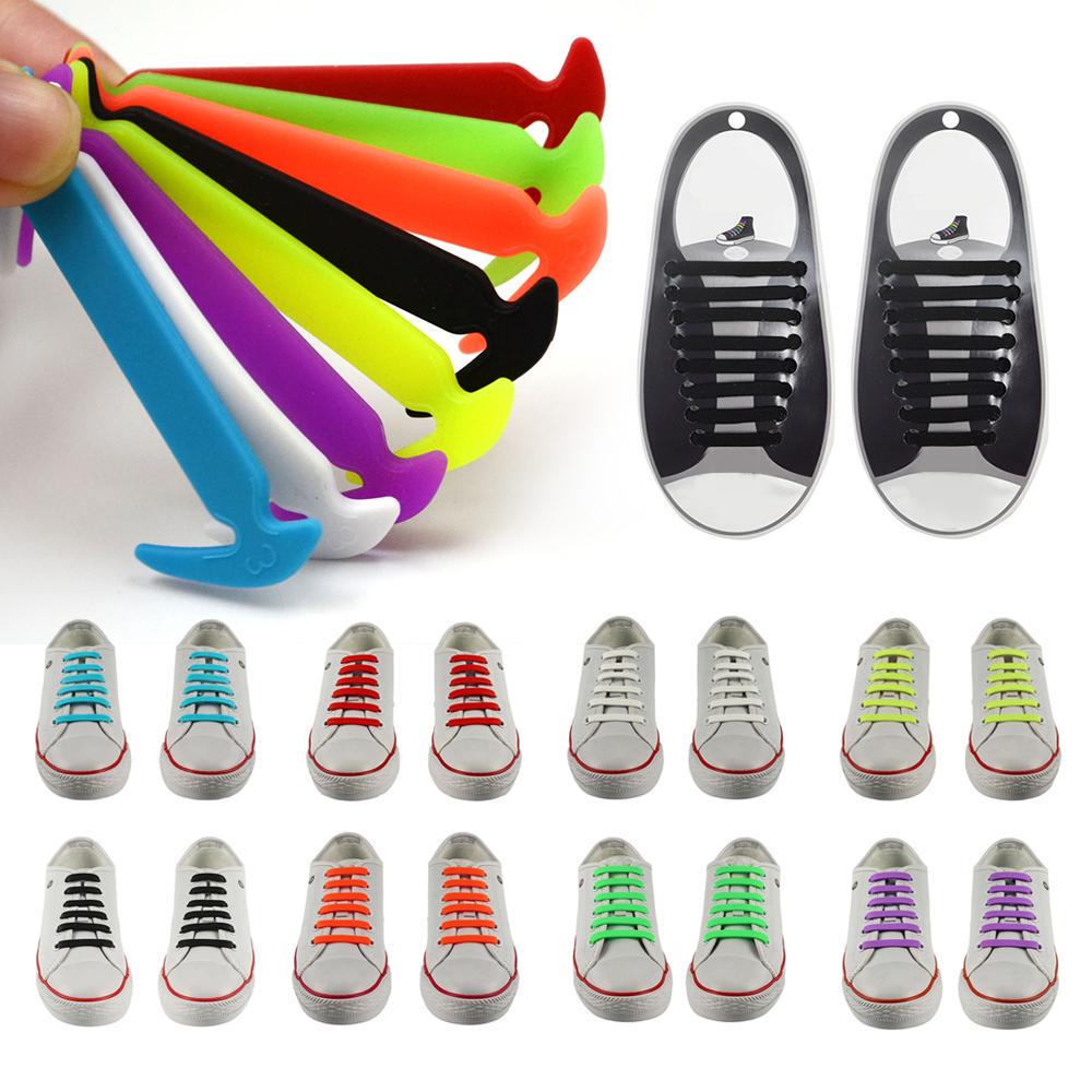 Sport Men 16pcs/set Elastic Multicolor Teen Women Silicone Shoelaces Boys Girls  Supply