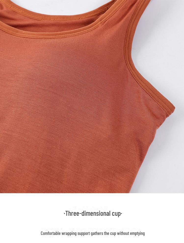 Women's Modal Sports Vest with Built-in Bra and Chest Pad - No Steel Ring, Anti-Exposure Design