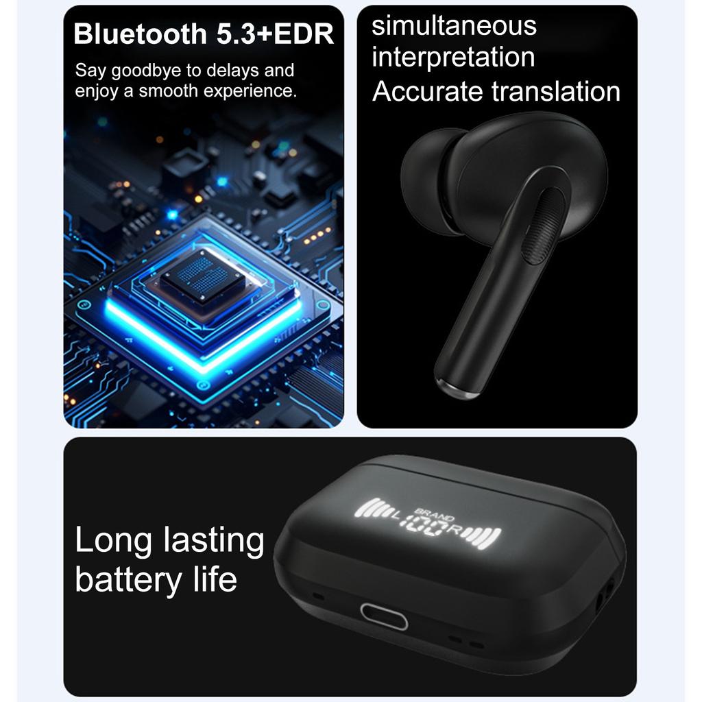 Language Translation Earbuds Translator In Real Time 0.5S,Two-Way Translator Device With APP For 144+ Languages Translation Packs