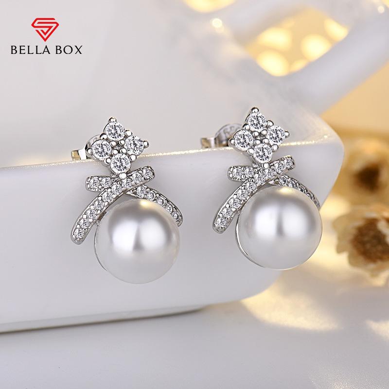 BELLA BOX Высококачественные серьги-пусеты из серебряных игл с жемчугом, Модные и нишевые, Корона, Элегантные и высококлассные, Французский ретро, Универсальные серьги