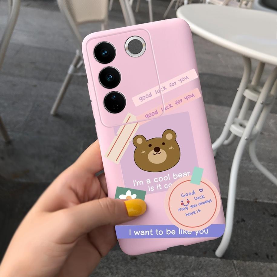Чехол для Vivo V27 Pro Задняя крышка для Vivo V27e Модный чехол-фунда конфетного цвета с рисунком для Vivo V27 5G V 27e V27Pro V2237 V2230 Мягкий чехол