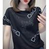 Летняя корейская мода футболка с круглым вырезом, свободная, повседневная, с принтом цепей, женская, с коротким рукавом, универсальная, пуловер, футболка, женская