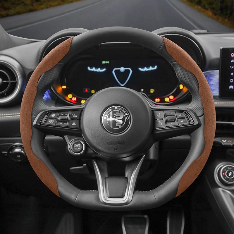 Для Alfa Romeo Замшевая Накладка На Руль с Кнопками Подходит Для Alfa Romeo 159 147 Gt Giulietta Stelvio Mito Чехол На Руль