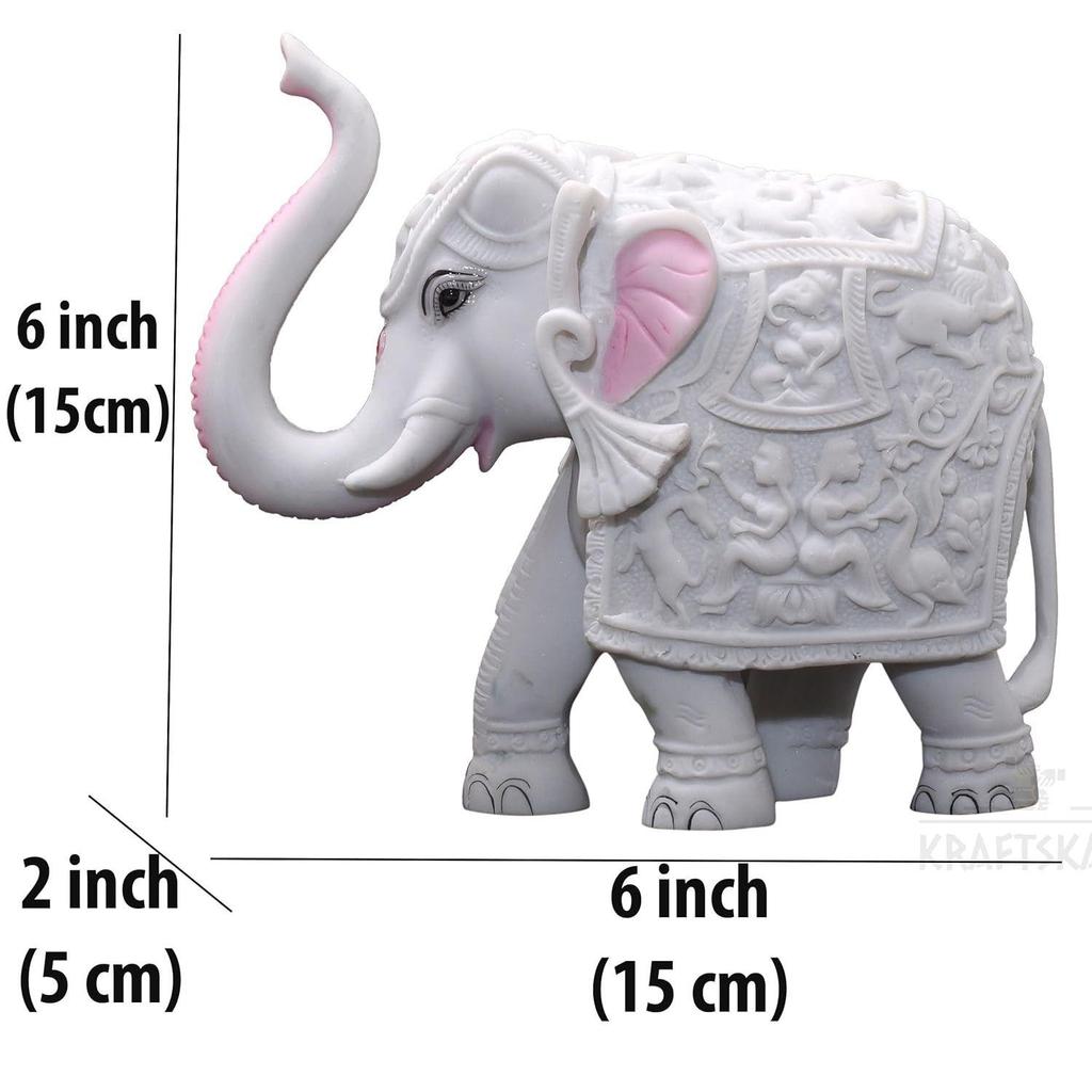 Статуэтка Белый Слон Большого размера из мраморной смолы, эстетичная декоративная вещь для дома, 6-дюймовый декор слона для дома