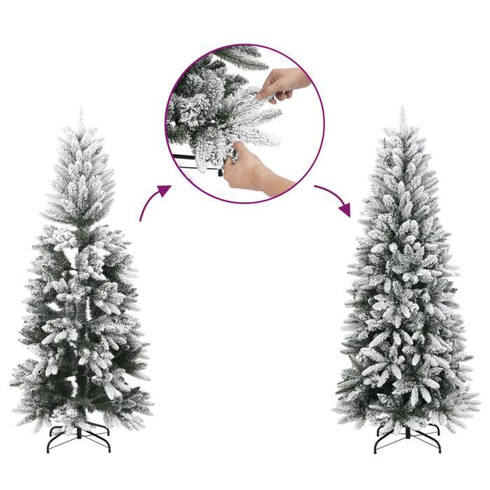 VidaXL Sapin de Noël artificiel mince avec neige floquée 240 cm PVC/PE, arbre de Noël artificiel, arbre artificiel, ornement 4019689