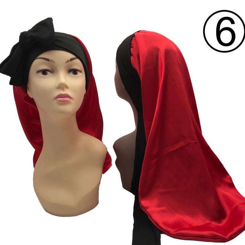 Ready to Ship Long Large Braid Hair Bonnet Sleeping Stain Hair Bonnets and Satin Silk Hair Wraps with Tie Scarf Bonnet