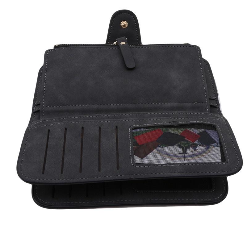 Женская мода винтажный матовый кошелек на молнии длинный клатч