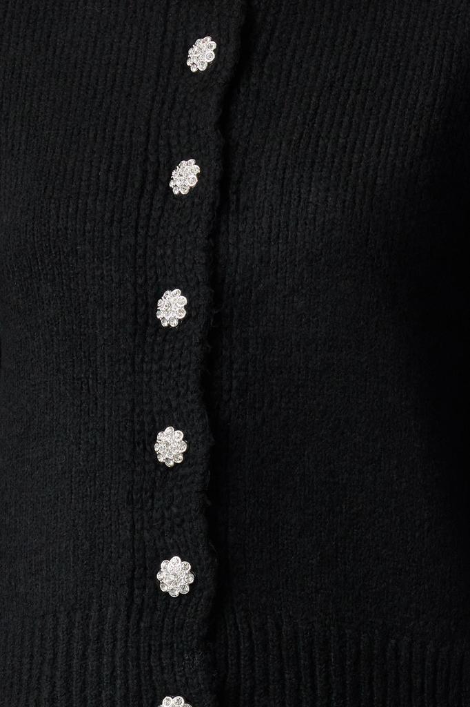 Women's Elegance Style Cardigan Stone Soft Textured Jewel Buttoned Jacket Look Knitwear Cardigan