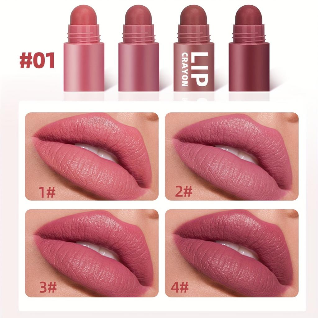 4 Colors Lip Crayons Lipstick Four Shades Splicing Lipstick Matte Waterproof Lipstick Long Lasting Highly Pigmented Lip Stain Perfect for Daily Makeup