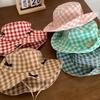 Versatile Hiking Fisherman Hat Sun Protection Bow Bucket Hat Cute Plaid Hiking Cap  Outdoor