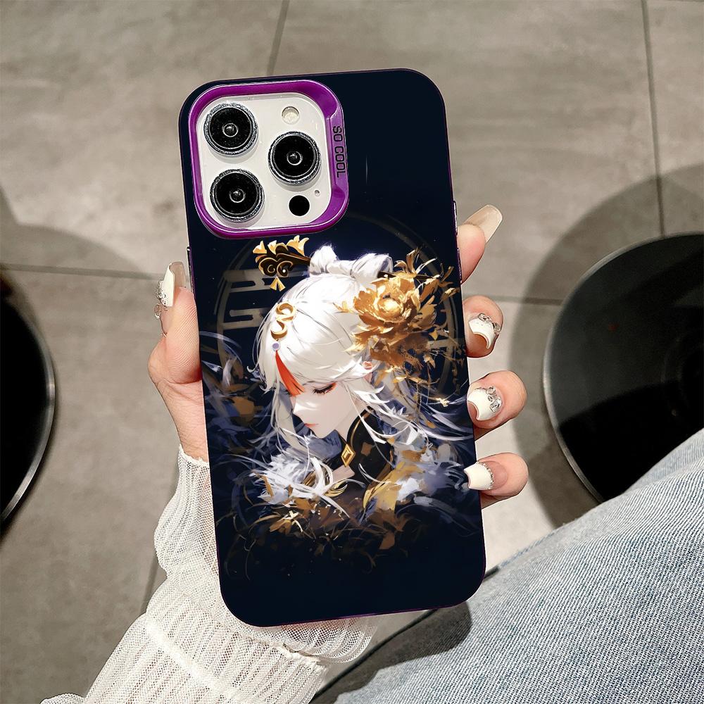 Game GI Ningguang Purple Translucent Mobile Phone Case for iPhone 17 16 15 14 13 12 11 X XR XS 8 7 Air Pro Max Plus Cover